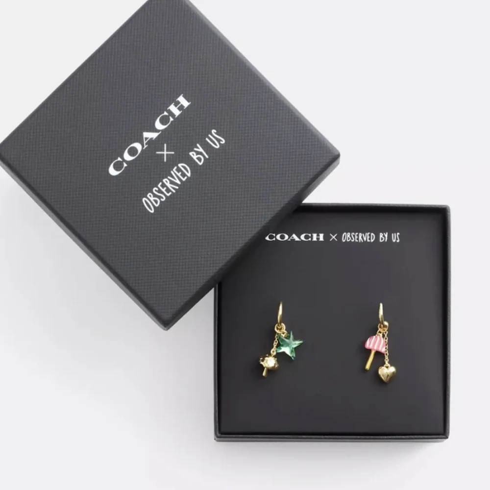 Coach Coach X Observed By Us Mismatch Star And Mushroom Huggie Earrings - Picture 1 of 3